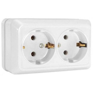 Розетка UNIVersal Олимп 2-местная о/п с/з бел. 16А 250В