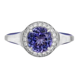 Кольцо с Танзанитом и Бриллиантами, Эмаль, R0143-3/2