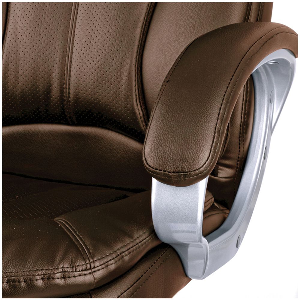 Кресло руководителя Helmi HL-E07 "Invest", экокожа коричневая, механизм качания