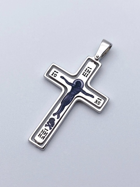 Крест из серебра/Родий,чернение/С подвижным ухом