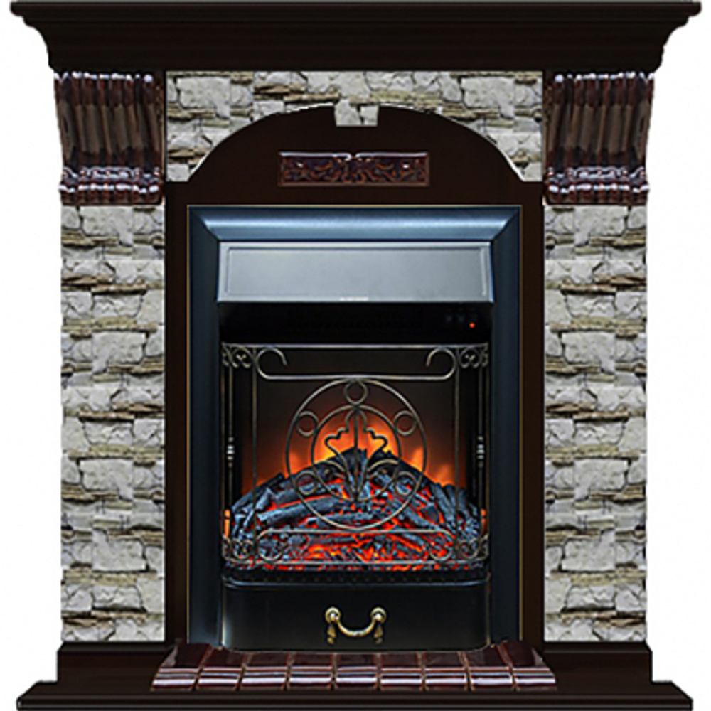 Каминокомплект арочный Glenrich портал Алтай с Венге и очагом Majestic BL 106,5х36,5х98 см
