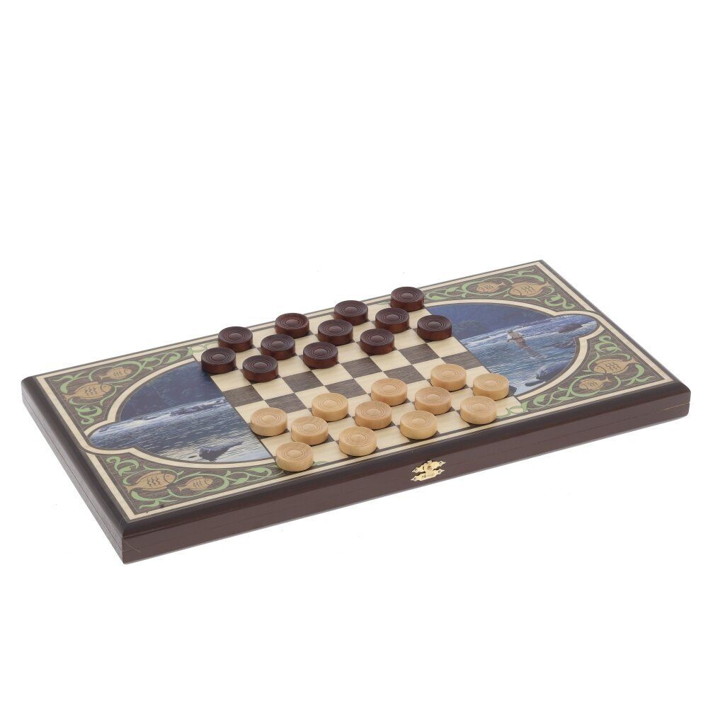 GAEM Игра настольная 2 в 1 ( шашки, нарды) "Рыбалка", L50 W25 H3 см