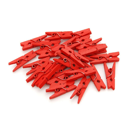 Прищепки деревянные декоративные красные Complement 2,5см 50шт/упак