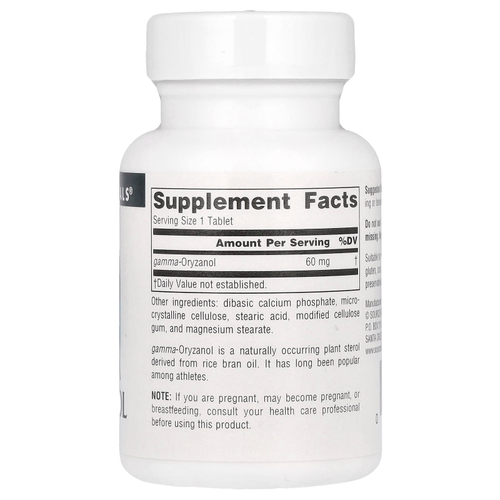 Source Naturals, Athletic Series, гамма оризанол, 60 мг, 100 таблеток
