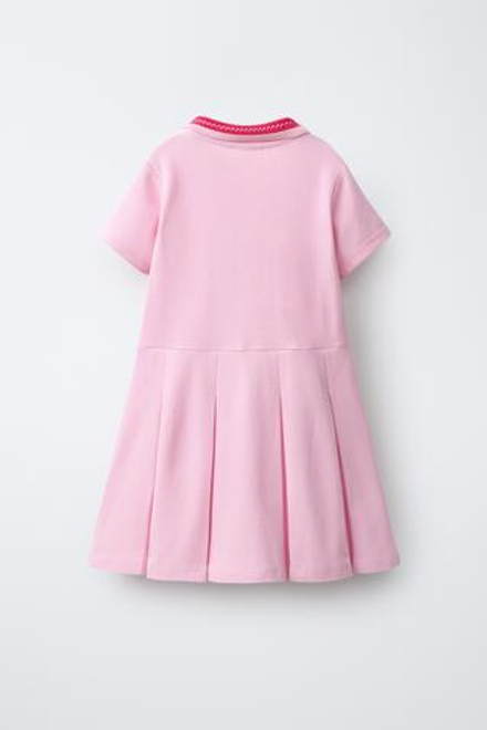 ZARA ПЛАТЬЕ-ПОЛО ИЗ ПИКЕ, РОЗОВЫЙ