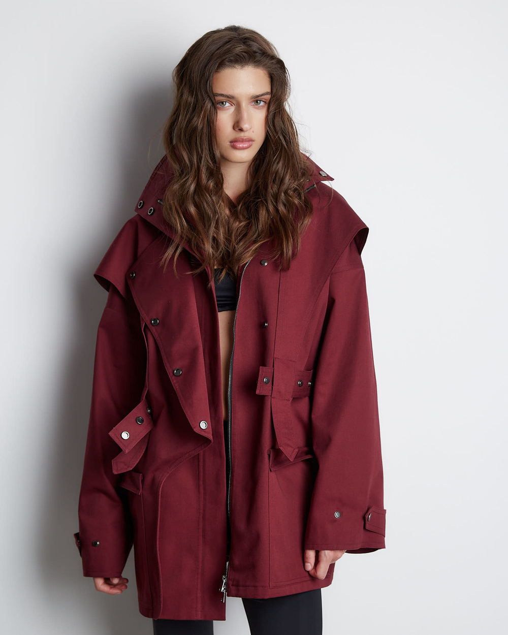Тренч на молнии из хлопка Берберри бордо