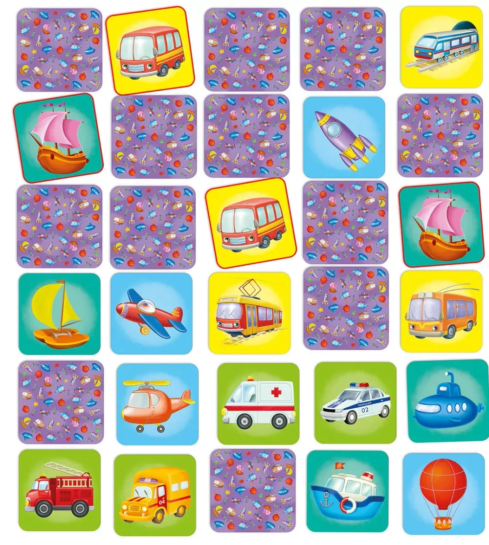 Настольные игры. Мемо Лото. Транспорт. 2 в 1