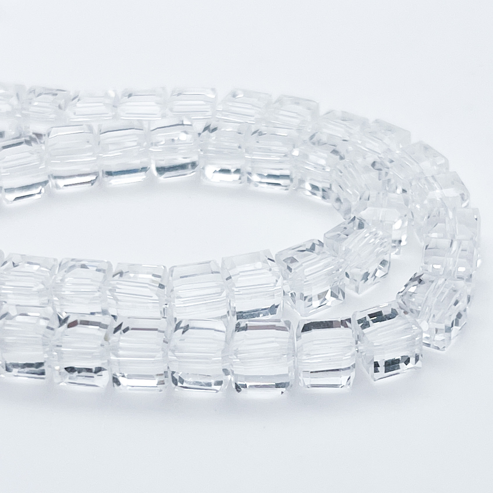 Бусина Куб, стекло, цвет прозрачный, размер 7,2 мм, цена за 10 шт