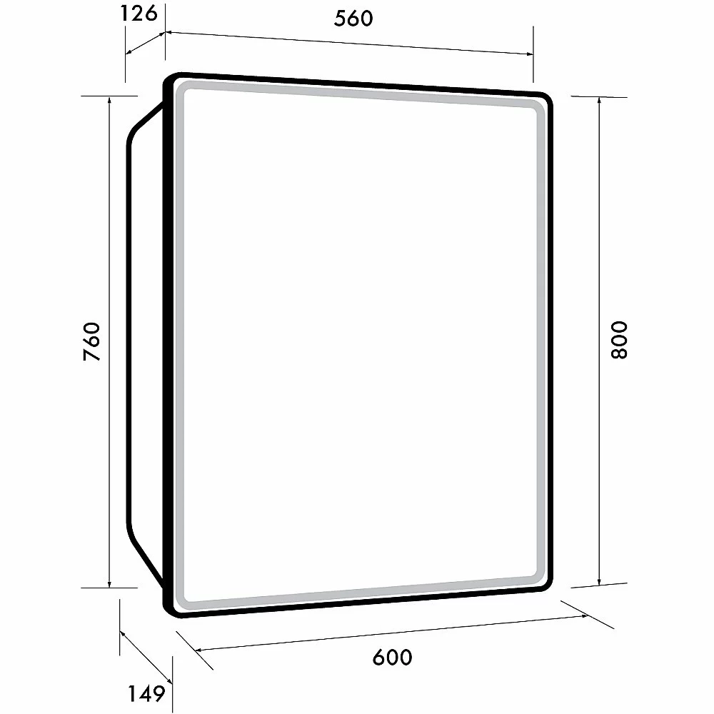 Шкаф зеркальный c LED-подсветкой Dreja POINT 60x80 белый