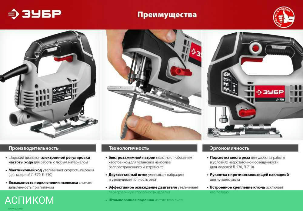Электролобзик Зубр Л-570 +1пил