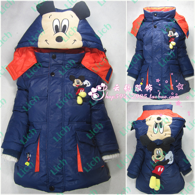 Пуховик с Микки Маусом на капюшоне и на спине