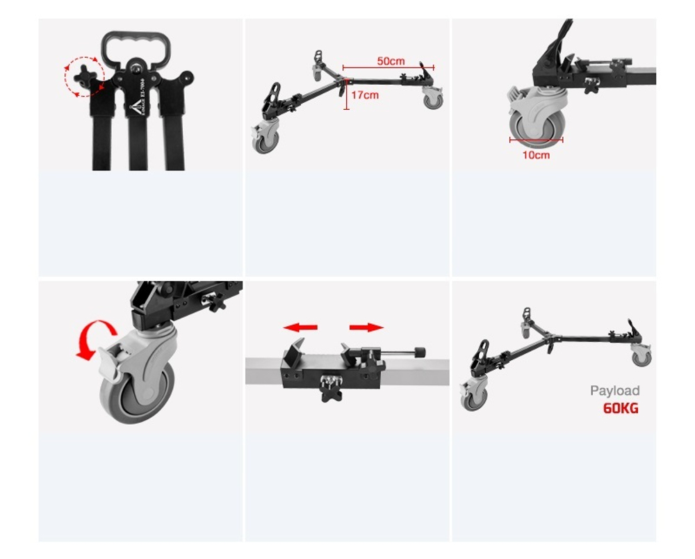 E-IMAGE EI-7004C Universal Dolly Тележка для видеоштатива на колесах