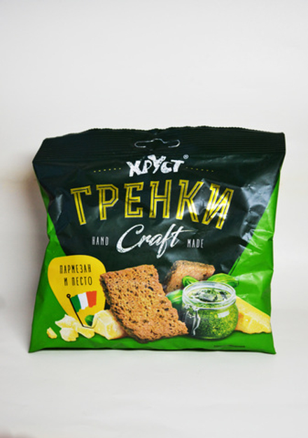 Гренки ржано-пшеничные Хруст Craft 75г пармезан и песто