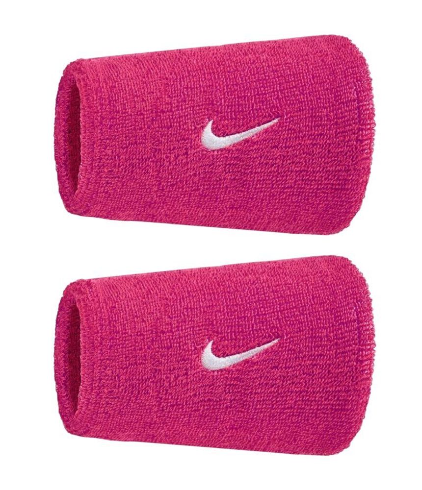 Напульсник теннисный Nike Swoosh Double-Wide 2P - vivid pink/white
