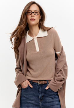 Поло с контрастным воротником