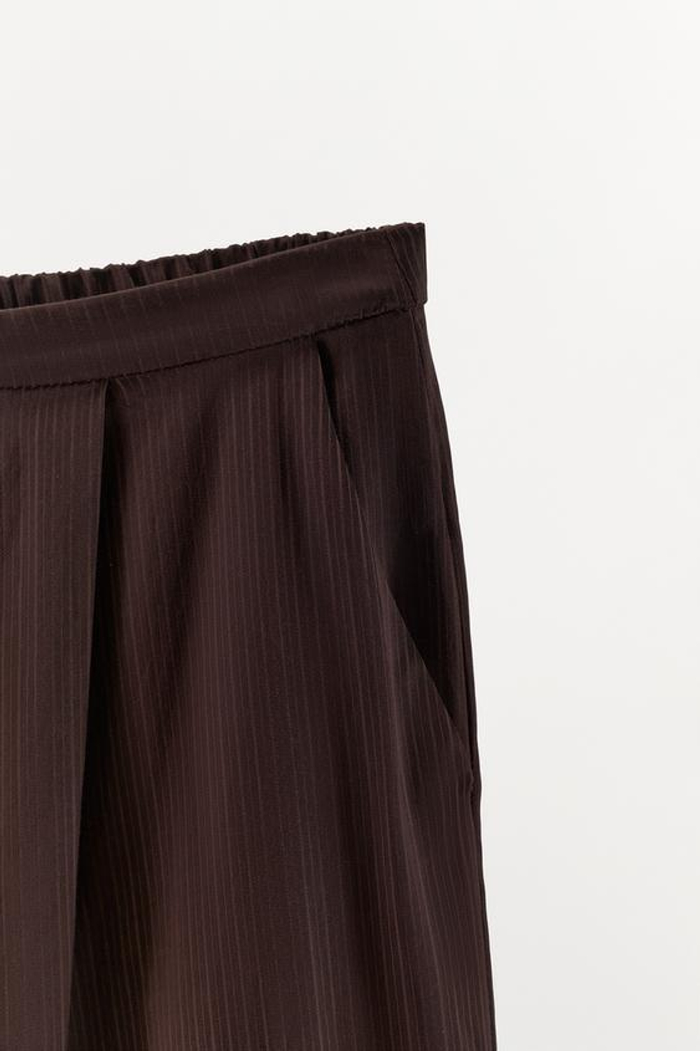 ZARA БРЮКИ В ПИЖАМНОМ СТИЛЕ В КОНТРАСТНУЮ ПОЛОСКУ, КОРИЧНЕВЫЙ