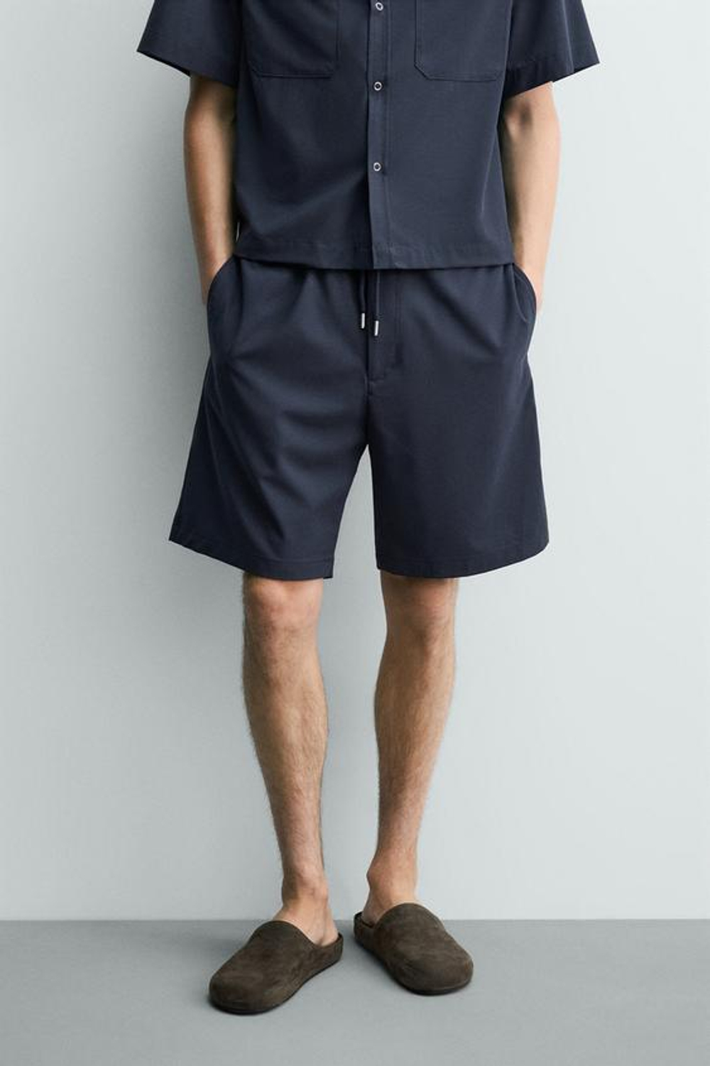 ZARA ТЕХНИЧЕСКИЕ ШОРТЫ RELAXED FIT, СИНИЙ