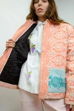 Куртка Soeurs Утепленная с Зелёными Карманами оранжевая