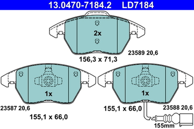 ATE - 13047071842-ATE - Brake Pad Set, disc brake