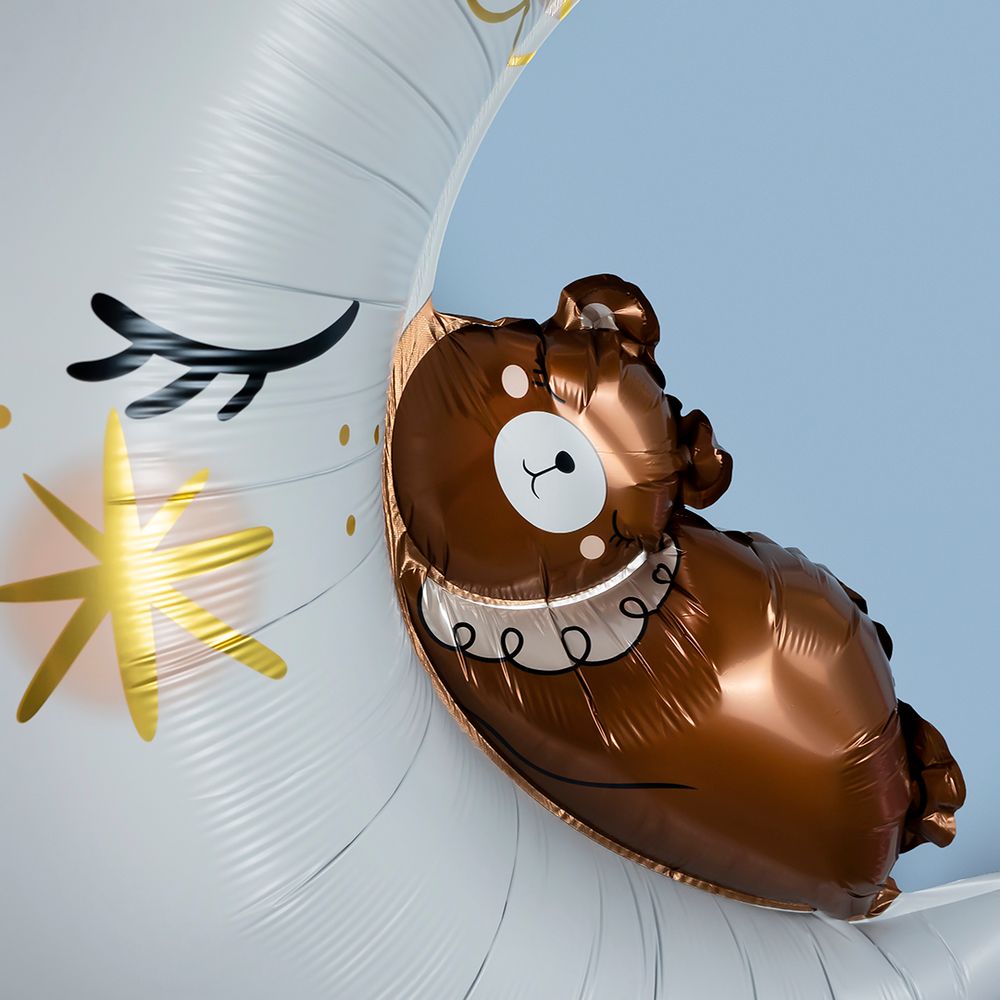 Шар (34''/86 см) Фигура, Полумесяц с медвежонком, 1 шт.