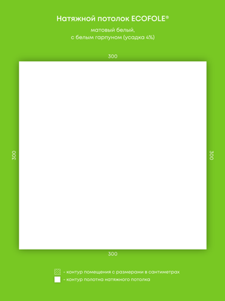 Матовый натяжной потолок 9 м2