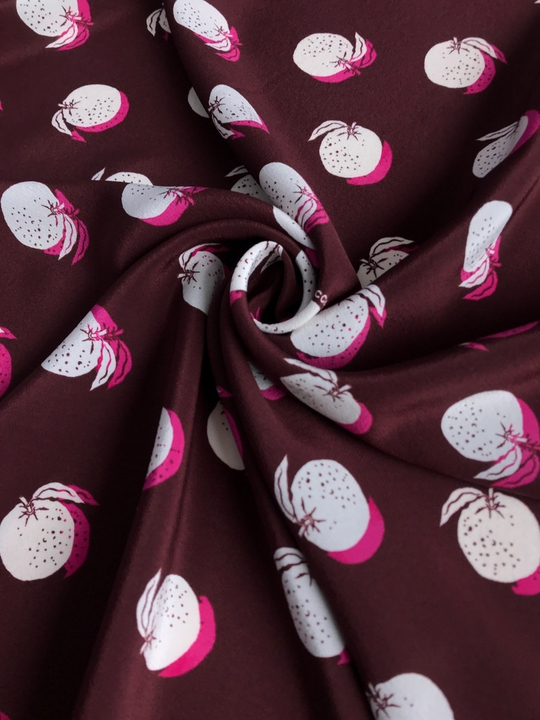 Плательная шелк принт на бордовом D03