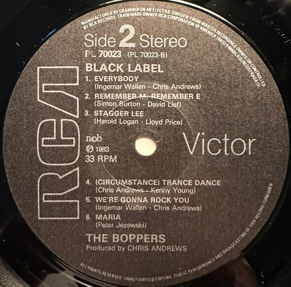 The Boppers - Black Label (Швеция 1983г.)