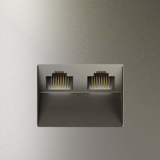 Розетка компьютерная встраиваемая VOLTUM S70 двойная RJ45+RJ45 кат.6, (шелк)