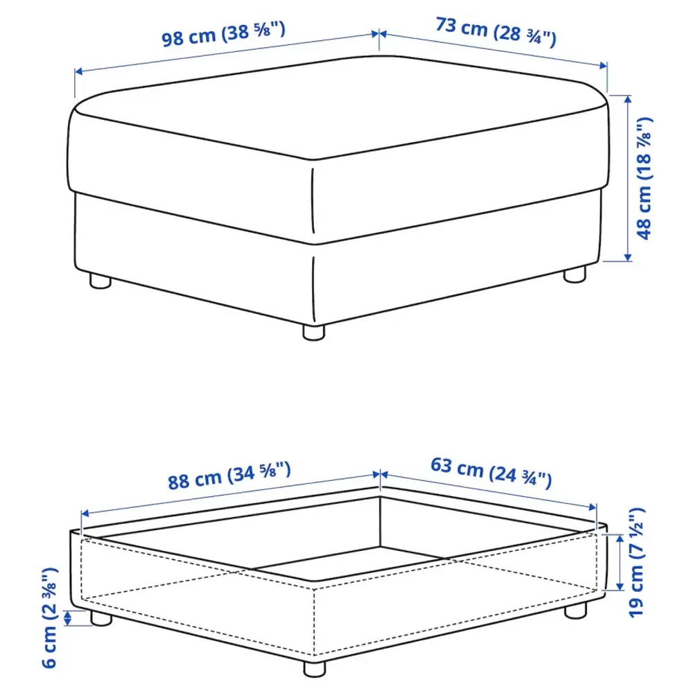 Пуф - VIMLE  IKEA/  ВИМЛЕ ИКЕА,  98х73 см,  черный