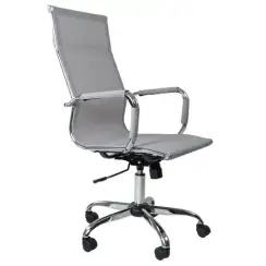 Кресло Barneo K-111H для персонала серая сетка, газлифт 3кл