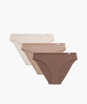 Женские трусы спорт (3шт) Atlantic 3CLP-002, темный экрю + бежевый + темный капучино