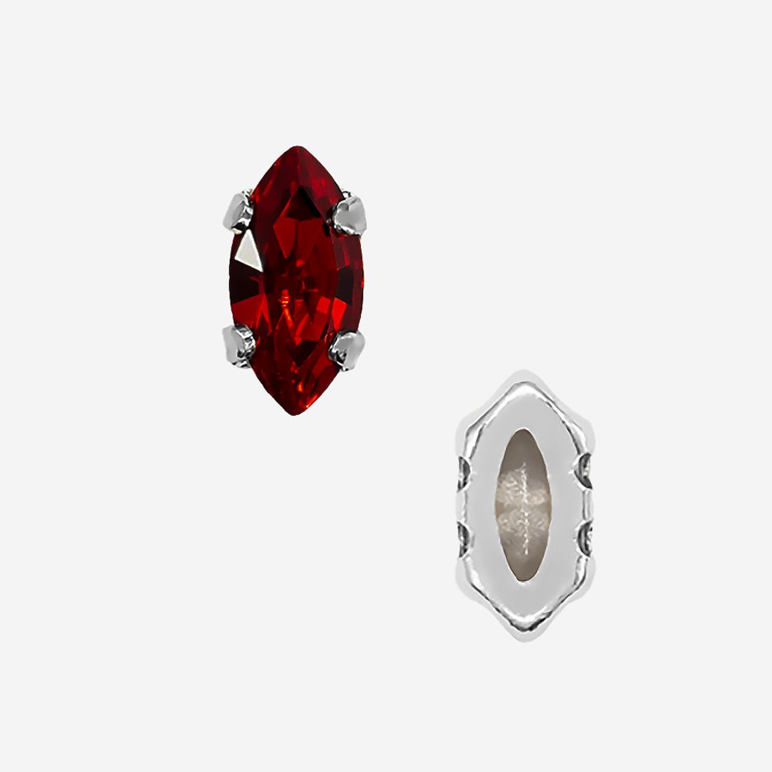 Кристалл Маркиз (Marquise Fancy Stone) в цапах, оттенок "Сиам"/"Siam", 6*3мм, родирование