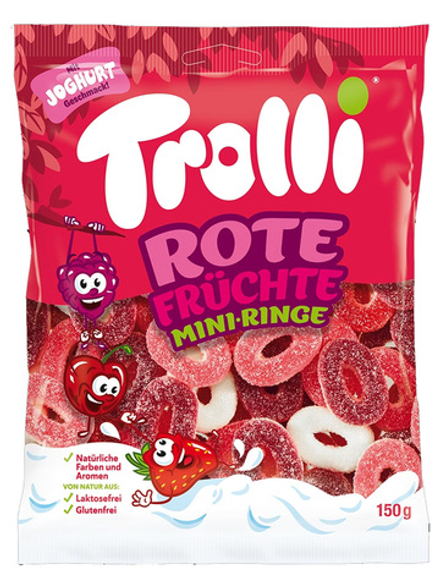 Немецкий мармелад Trolli Rote Fruchte "Красные фруктовые мини-кольца" 150 г.