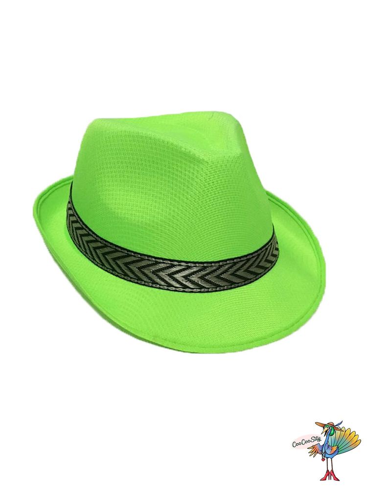 шляпа Стиляга детская, цвет неоново-зеленый, ог 52 см