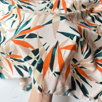 Вискоза (штапель) Амазонка (оранжево-изумрудная)