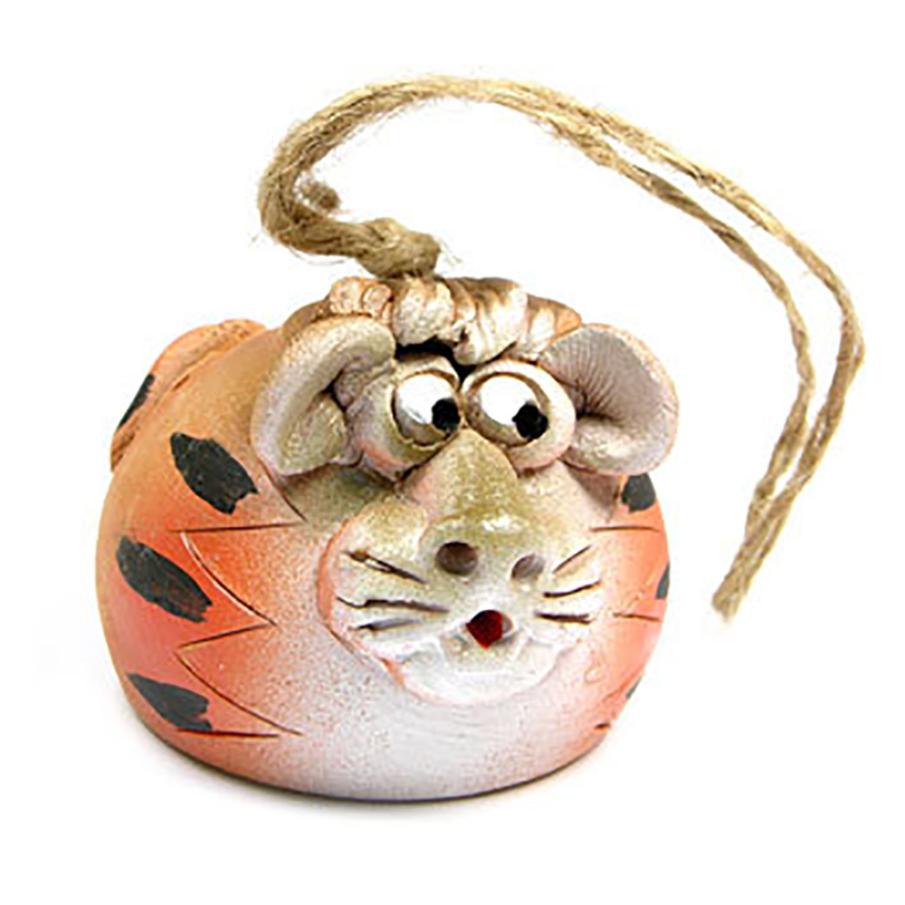 Колокольчик "Тигр" керамика, янтарь