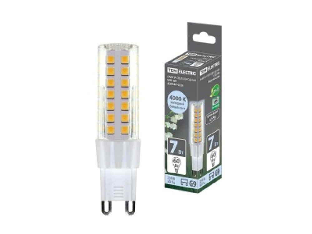 Лампа светодиодная G9 7W 230V 4000К SMD 17,5*65,5мм  TDM