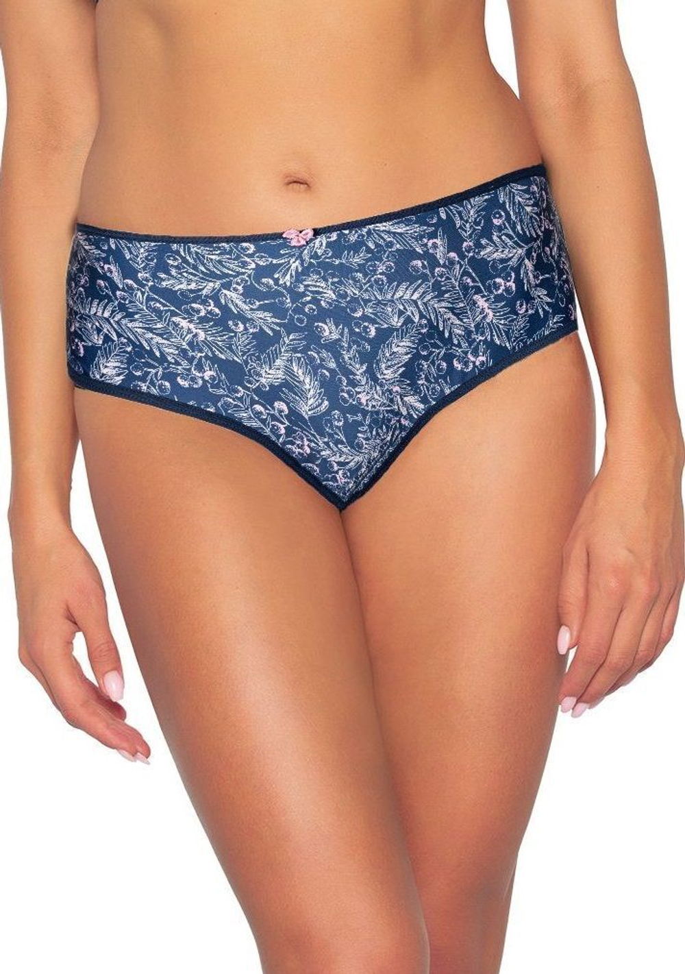 Трусы-слипы из трикотажа с растительным рисунком (Размер: M) (Цвет: темно-синий)