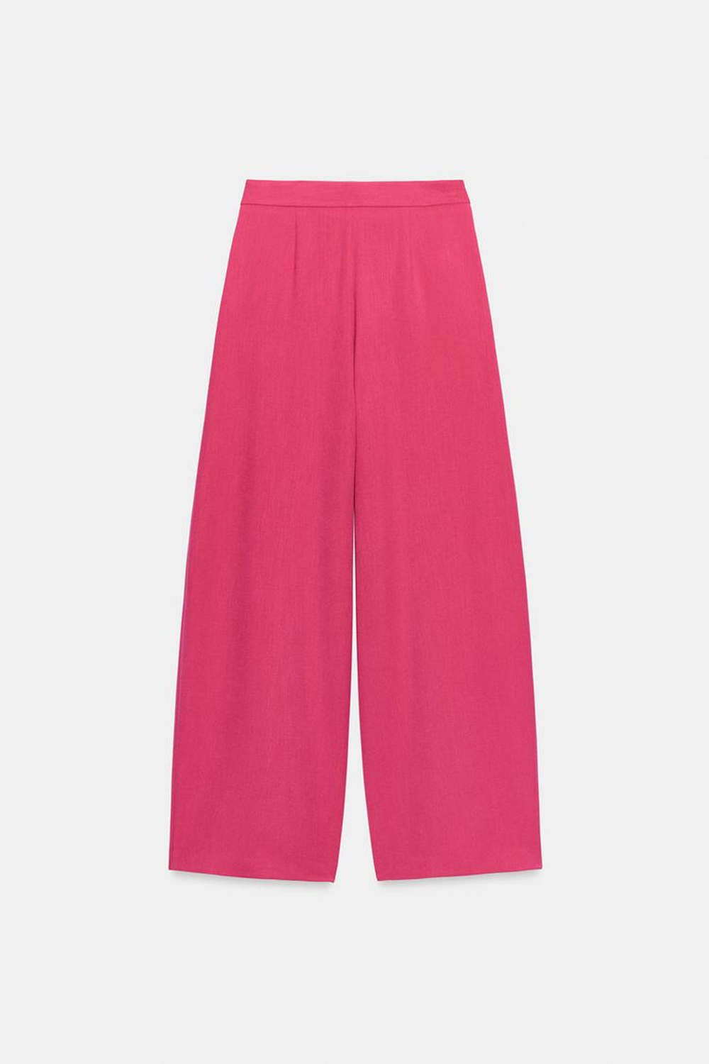 ZARA БРЮКИ С ШИРОКИМИ ШТАНИНАМИ И ЗАЩИПАМИ, ЦВЕТ ФУКСИИ