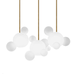 Подвесной дизайнерский светильник   Bolle Frosted by Giopato & Coombes (3 плафона, прямоугольное крепление)