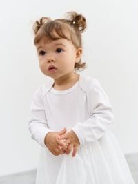 Платье-боди с юбкой из фатина "Молоко" 0+