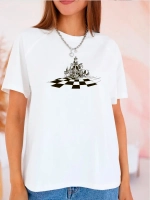 Футболка больших размеров с принтом шахматы