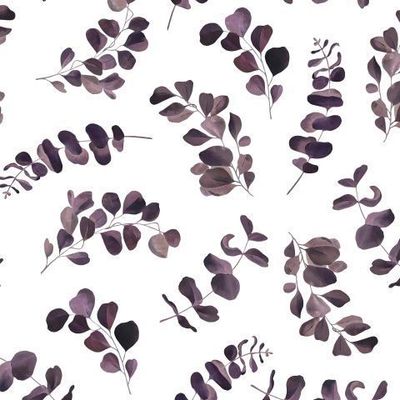 Пурпурные листья на белом фоне