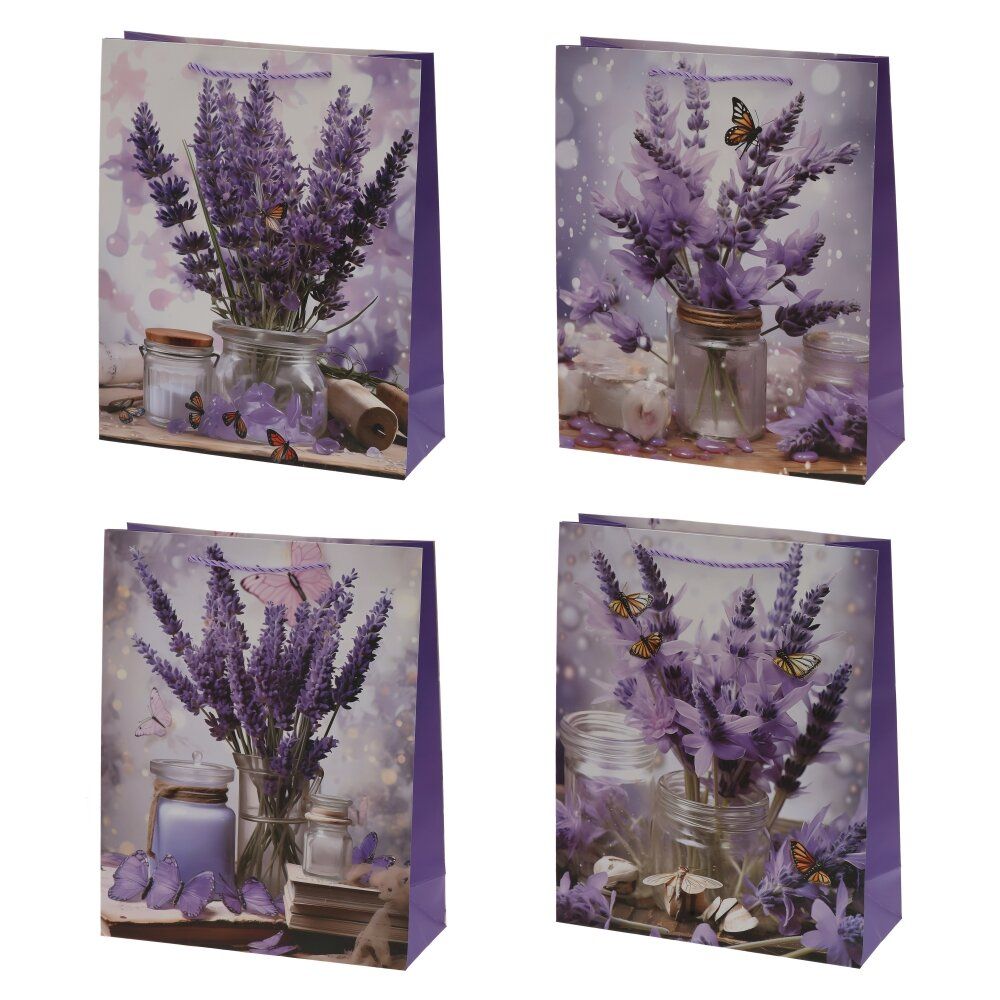 GAEM Пакет подарочный M (бумага 210г/м2, блок микс 12шт), L25,5 W10 H32 см, 4в.