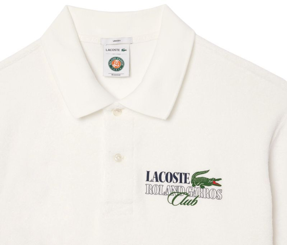 Теннисное поло Lacoste Roland Garros Edition Terry Polo Shirt - white