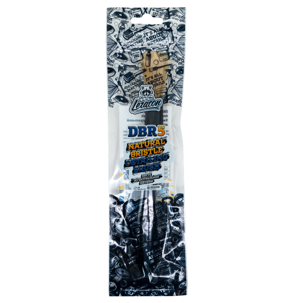 LERATON NATURAL BRISTLE DETAILING BRUSH DBR5 Кисть для детейлинга, натуральная щетина 16мм