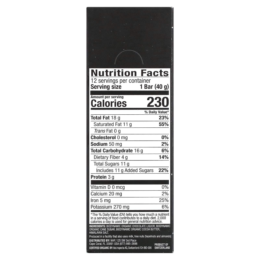 Dr. Mercola, Solspring®, Biodynamic®, темный шоколад, 70% какао с гималайской солью, 12 плиток по 40 г (1,41 унции)