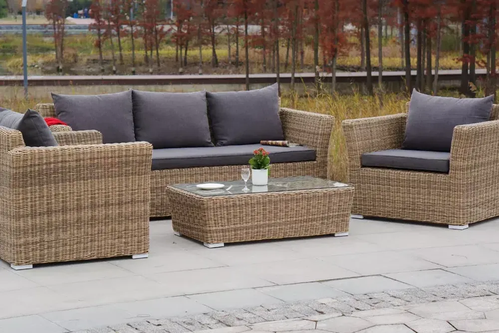 "Капучино" лаунж-зона из искусственного ротанга, цвет соломенный