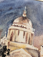 Картина авторская акварельная в паспарту 30х40 см на стену для интерьера "Осенняя ночь в Питере"