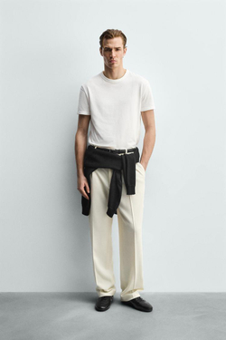 ZARA ФУТБОЛКА SOFT RELAXED FIT, БЕЛЫЙ